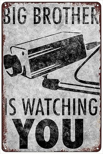 Cartel de metal con texto en inglés Big Brother is Watching You para cámara, estilo vintage, retro, decoración del hogar, bar, pub, cafetería,