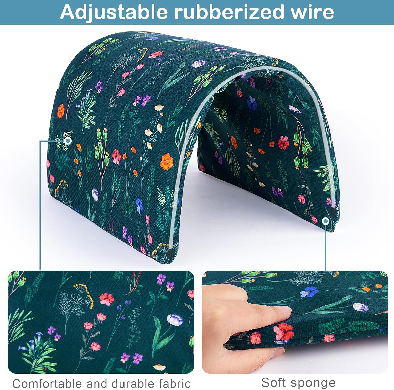 Bienbee Guinea Pig Tunnel, Guinea Pig Hideout, Washable Rabbit Tunnel and Bunny House, Rabbit Toys in Cages for Guinea Pig Bunny Rabbit Small Animal Green Flowers image 3