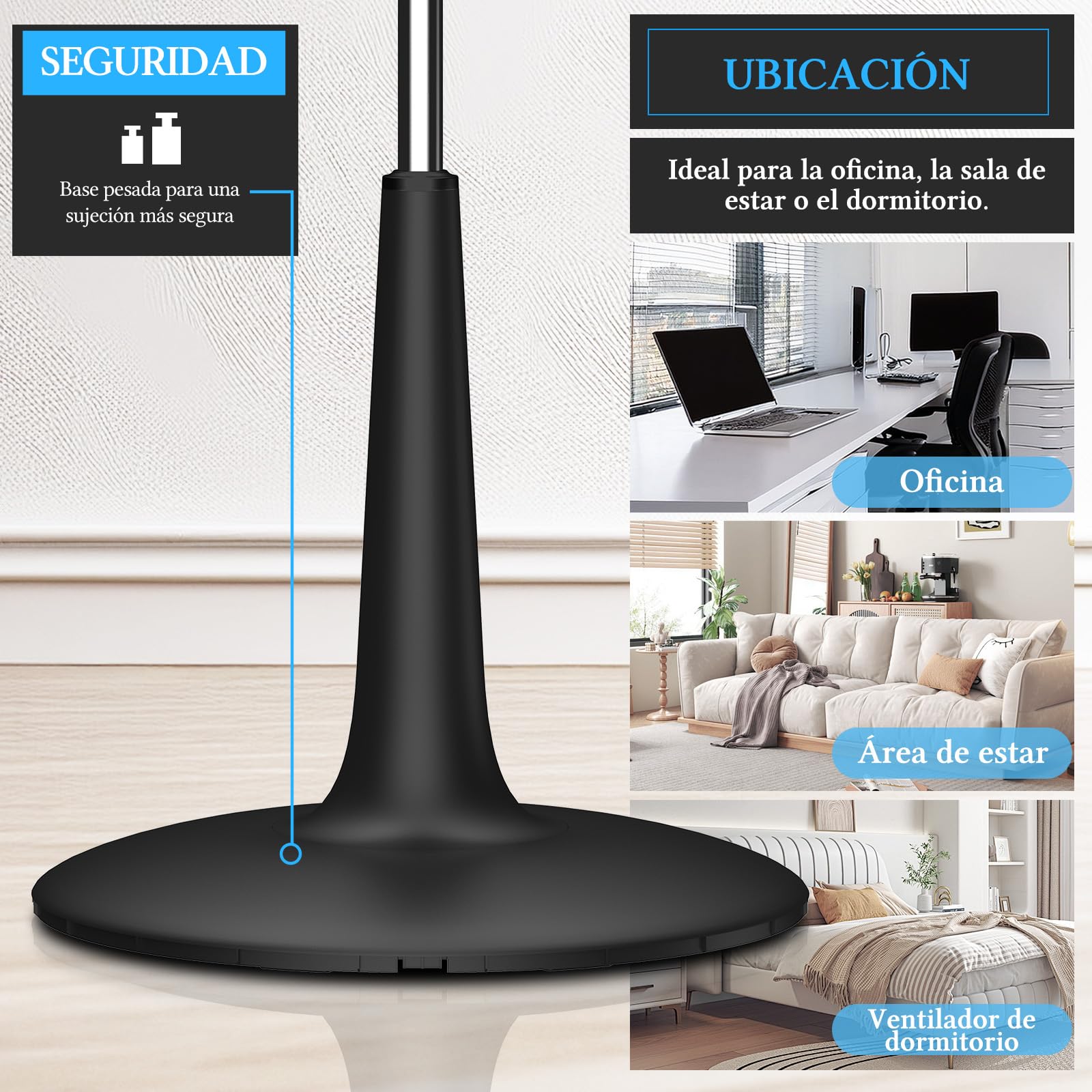 Taylor Swoden Ventilador de pie, Silencioso Motor Brushless DC Mando, 28 Velocidades, ECO, 40W, 3 modos, 12H Time, LED, Ajustable en altura(125-135cm), con Mando, ranura anti-mosquitos,Negro