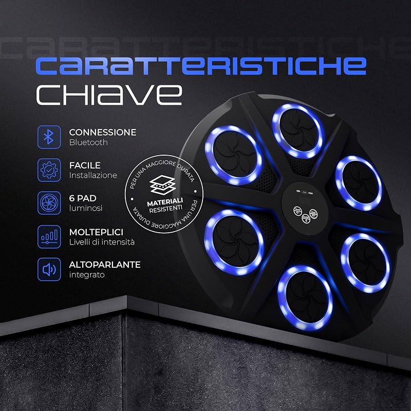Aparat de box muzical Ezero Beat Punch pentru antrenament acasă, 12 niveluri, cu panou LED interactiv Bluetooth și accesorii pentru îmbunătățirea reflexelor