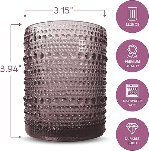 Miniatura 2 de Greenline Goods Hobnail - Juego de 6 vasos de 12 onzas con diseño único, elegantes vasos de burbujas de vino para ambientes modernos y vintage,