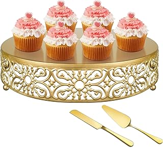 Gold Wedding Cake Stand 12 Inch, Metal Round Dessert Display Cupcake Sta...
