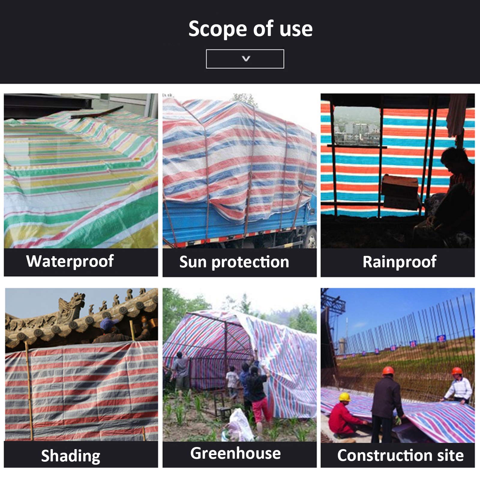Bâche de protection imperméable et résistante à la poussière, idéale pour le camping, la pêche, le sol, l'extérieur, 10 x 15 m