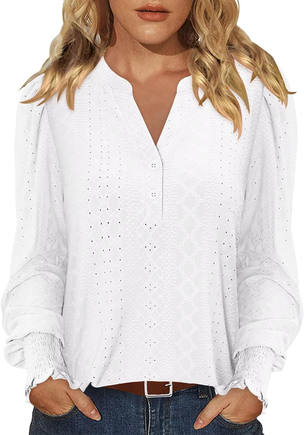 Magritta Womens Blouses Fall Tops Casual Long Sleeve Work Shirts Dressy V Neck Button Up Tunic Tshirts