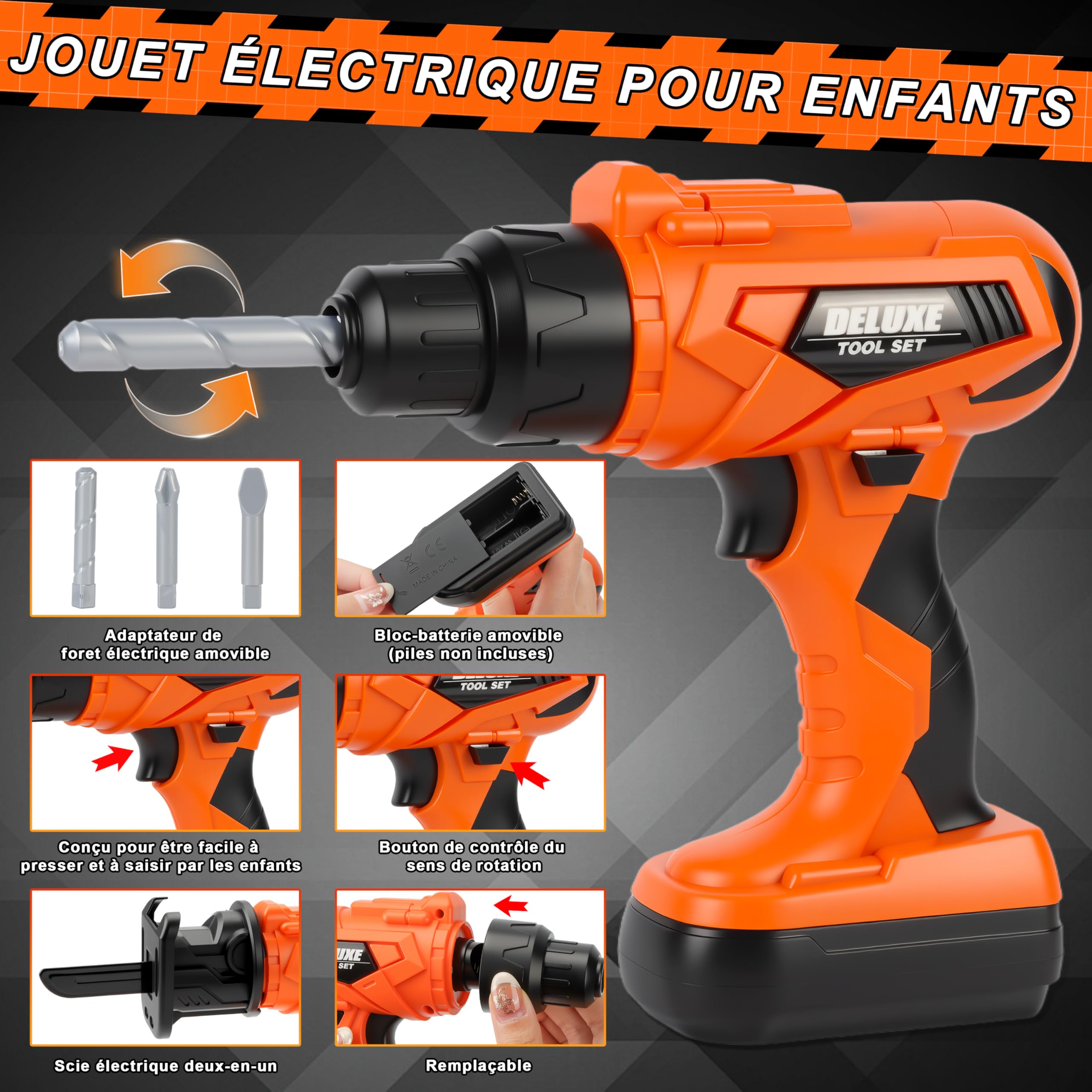 MOMOSTAR Boîte à Outils Jouet pour Enfant 3 Ans+, Caisse a Outil avec Perceuse Électrique, 2 en 1 Etabli Enfant, Jouet Outils de Travail Cadeaux de Noël Anniversaire pour Garçons Filles 3 4 5 6 Ans
