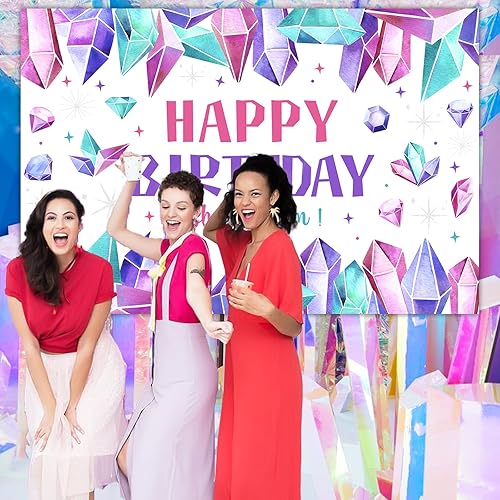 Miniatura 3 de Decoración de fiesta de cumpleaños con gemas - Fondo de fiesta de cumpleaños para niñas y fondo de fotografía