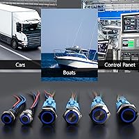 Vista 7 de STARELO 5 piezas 16 mm interruptor de botón de presión LED momentáneo, carcasa plateada, interruptor de botón de presión impermeable IP65, 1NO 1NC