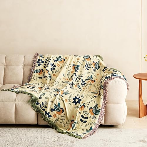 Miniatura 5 de Manta de otoño para cama, sofá de 90 x 98 pulgadas, manta bohemia de muselina 100% algodón, manta de viaje, manta mexicana cálida y suave, manta de