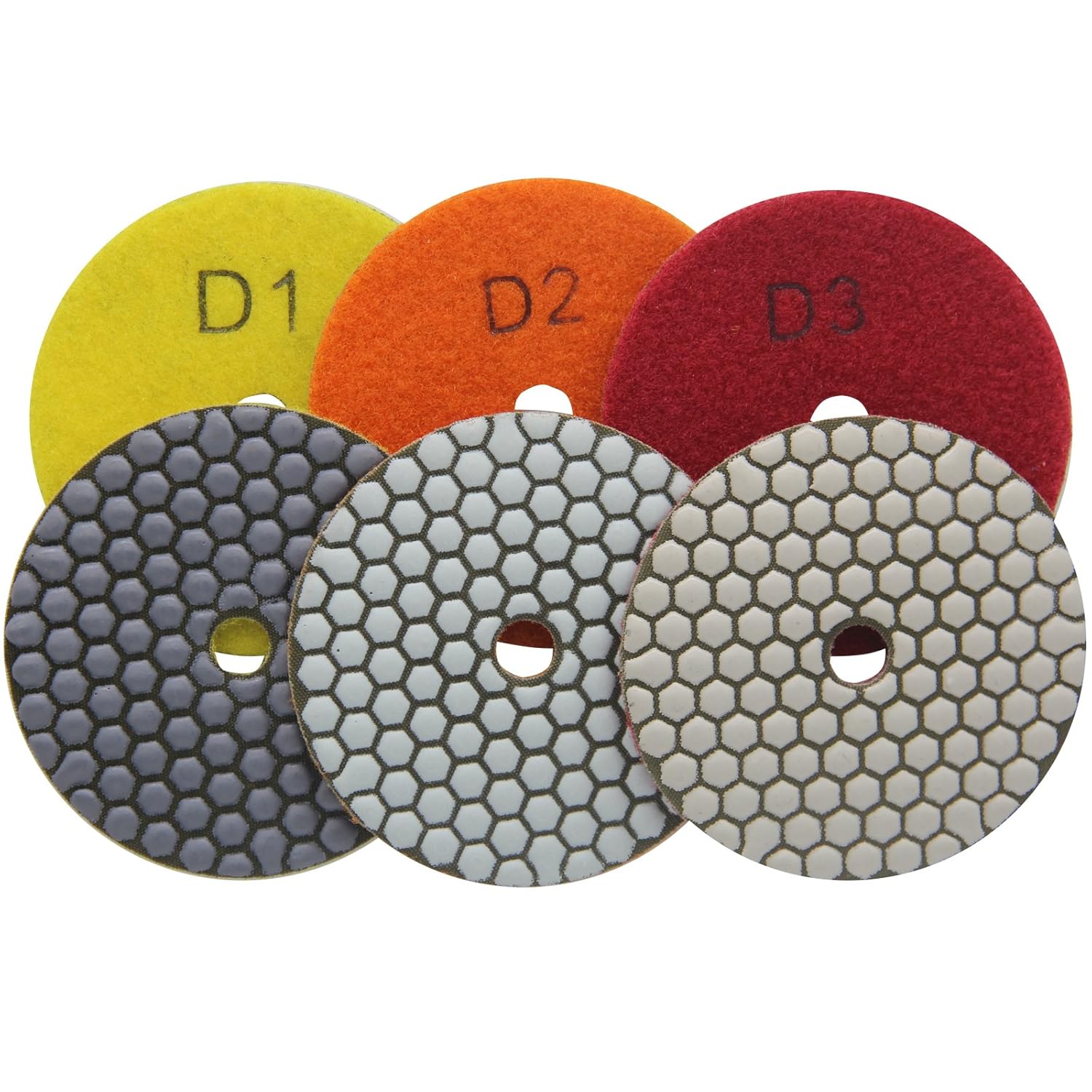 Easy Light 4 Inch 3-Step Flexible Dry Diamond Polishing Pads for Granite Marble 3 Pcs/lot