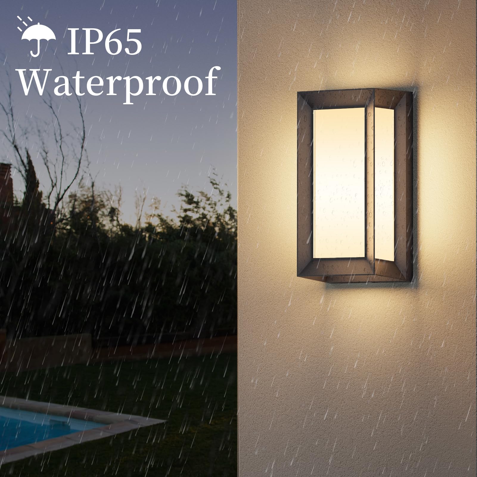 Klighten Apliques de Pared E27 Exterior Interior, Max 60W, IP65 Impermeable Luz de Pared, Moderno Lámpara de Pared para Entrada Terraza Ingresso, PC + Alluminio, Bombilla no Incluida, Negro