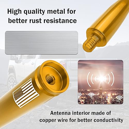 Miniatura 4 de Antena de bala para automóvil con bandera estadounidense, accesorios exteriores de camión, cubiertas de antena compatibles con GMC, Chevy Silverado,