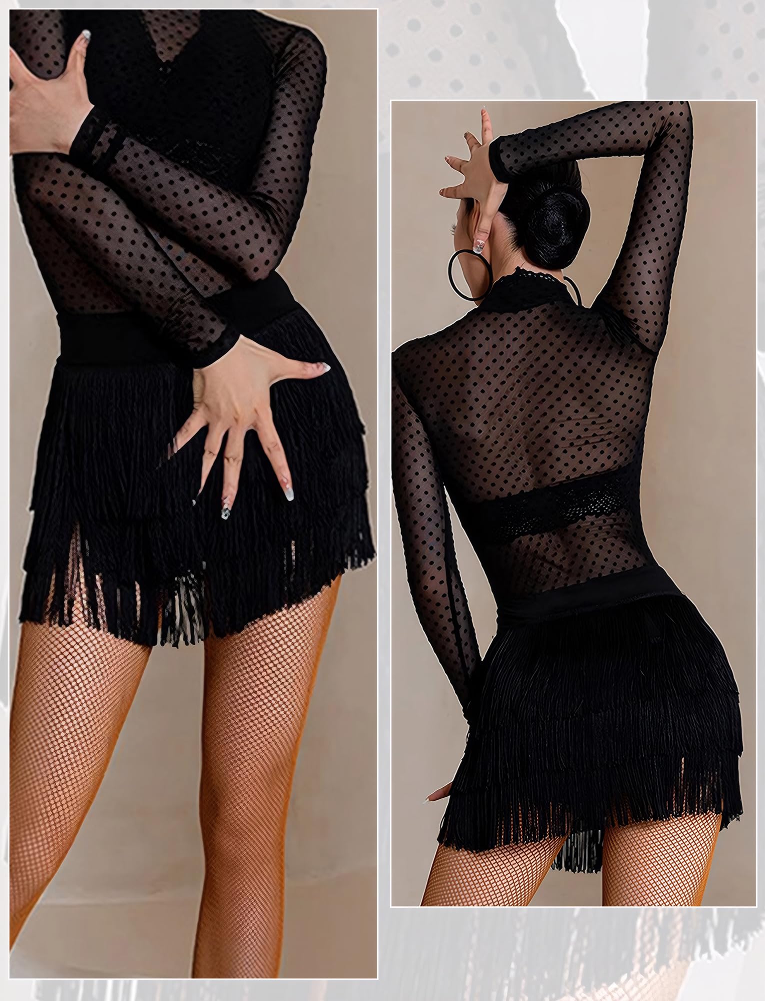SEAUR Falda latina para mujer con flecos, falda de baile con pantalones cortos, tango rumba cha, cha, samba, entrenamiento, ropa de baile, longitud de la falda 38-39 cm - EU S-XL (Aisa M-2XL)