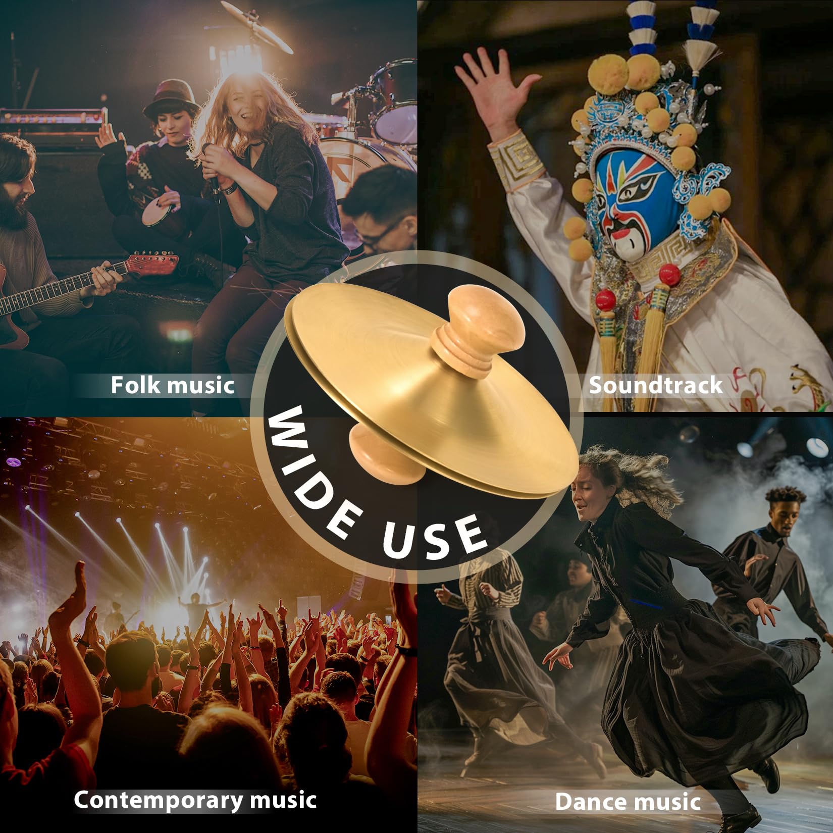 Professional Copper Finger Cymbals Pair - 3.5" (9cm) Mini Percussion for Belly Dance, Orff Instruments & Live Performances