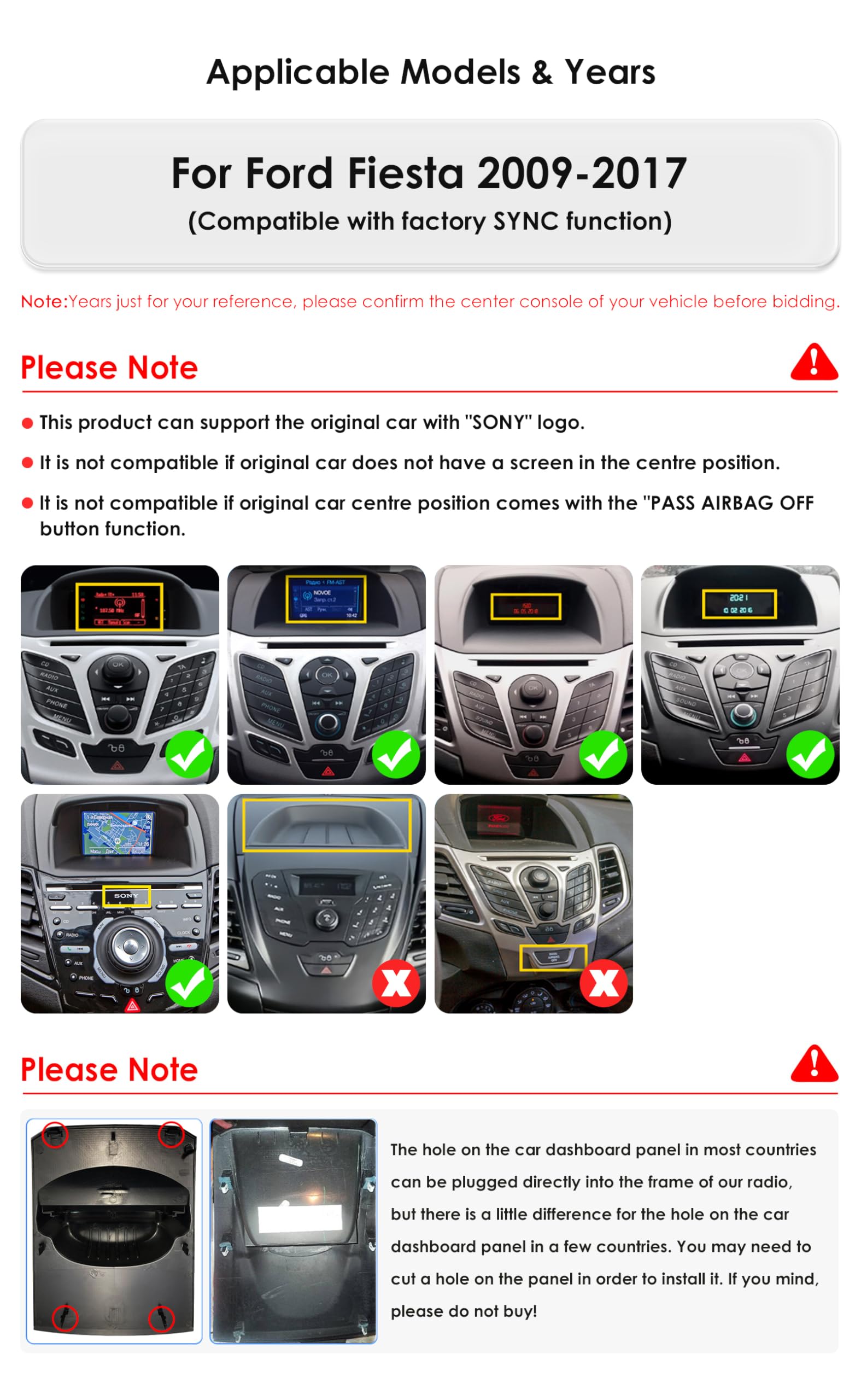 Autoradio Android 14 da 9 pollici per Ford Fiesta 2009-2017, supporta Carplay/Android Auto senza fili, controllo al volante, WLAN/4G, FM 4-core 2GB e 64GB