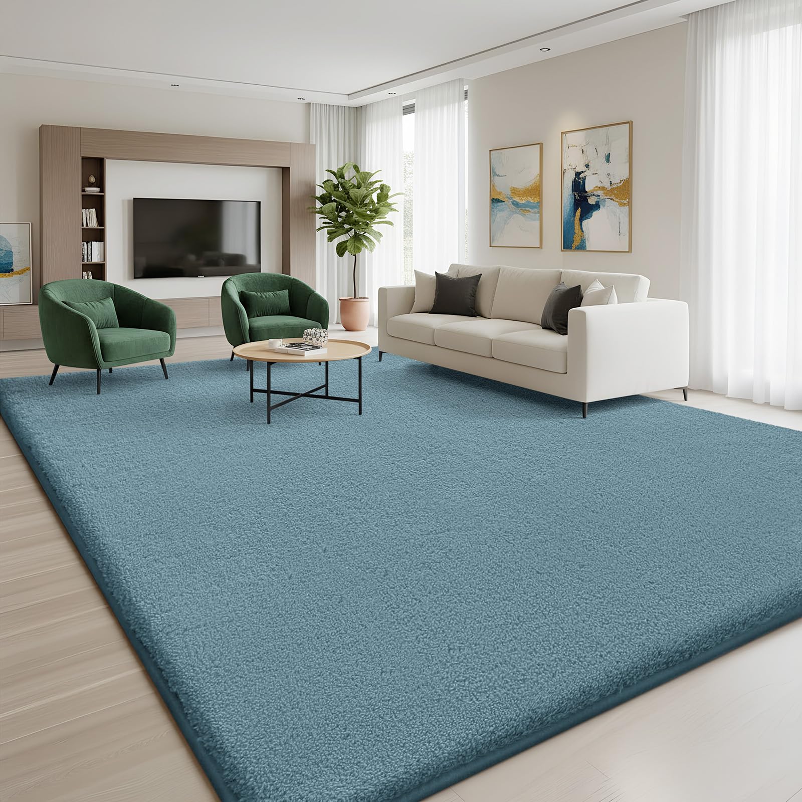 Homaxy Modern Rugs Living Room Non-Slip Carpet, 140x200 cm, Haze Blue โ image 1