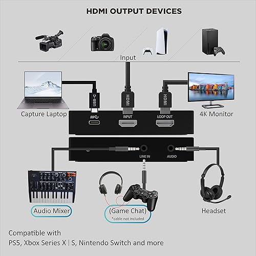 Miniatura 2 de Pengo 4K HDMI Grabber Pro, tarjeta de captura de video 4K30fps 1080p120fps, PassThrough 4K60 HDR 1440p FreeSync 1080p240fps, USB 3.0, tarjeta de