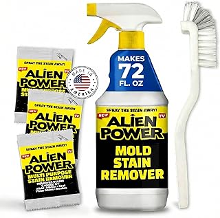 Alien Power Stain Remover Spray for Mold & Mildew, for Bathroom & Household Surfaces, All Purpose No-Scrub Cleaner for Tiles, Wall, Grout & Washing Machines - 3 Packet Set (Makes 72 Fl Oz)