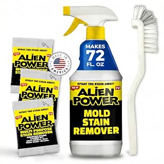 Alien Power Instant Stain Remover Spray for Mold and Mildew and Grout, All Purpose No-Scrub Cleaner for Bathroom & Household Surfaces, Tiles, Wall & Washing Machines - 3 Packets (Makes 72 Fl Oz) - Amazon product rated Grade A