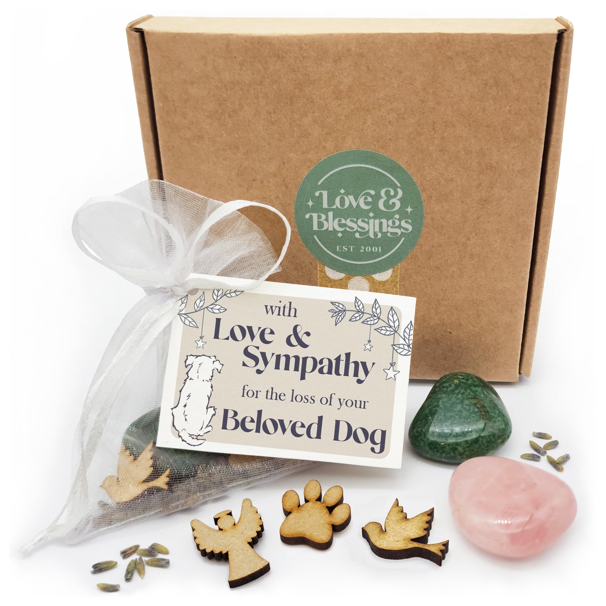 Gift Bag of Sympathy for The Loss of a Pet Dog - Bereavement Condolence Gift with Sentimental Verse Card Attached (Dog)