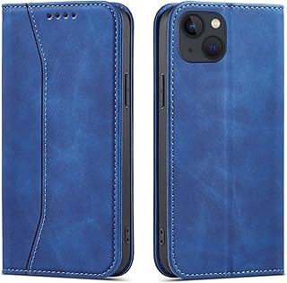 OKZone Funda para iPhone 14 (6,1 Pulgadas), Funda Carcasa de Cuero para iPhone 14,Magnético Carcasa Funda Móvil Billetera Cuero Funda con Tapa Libro Caso Soporte Plegable (Azul)