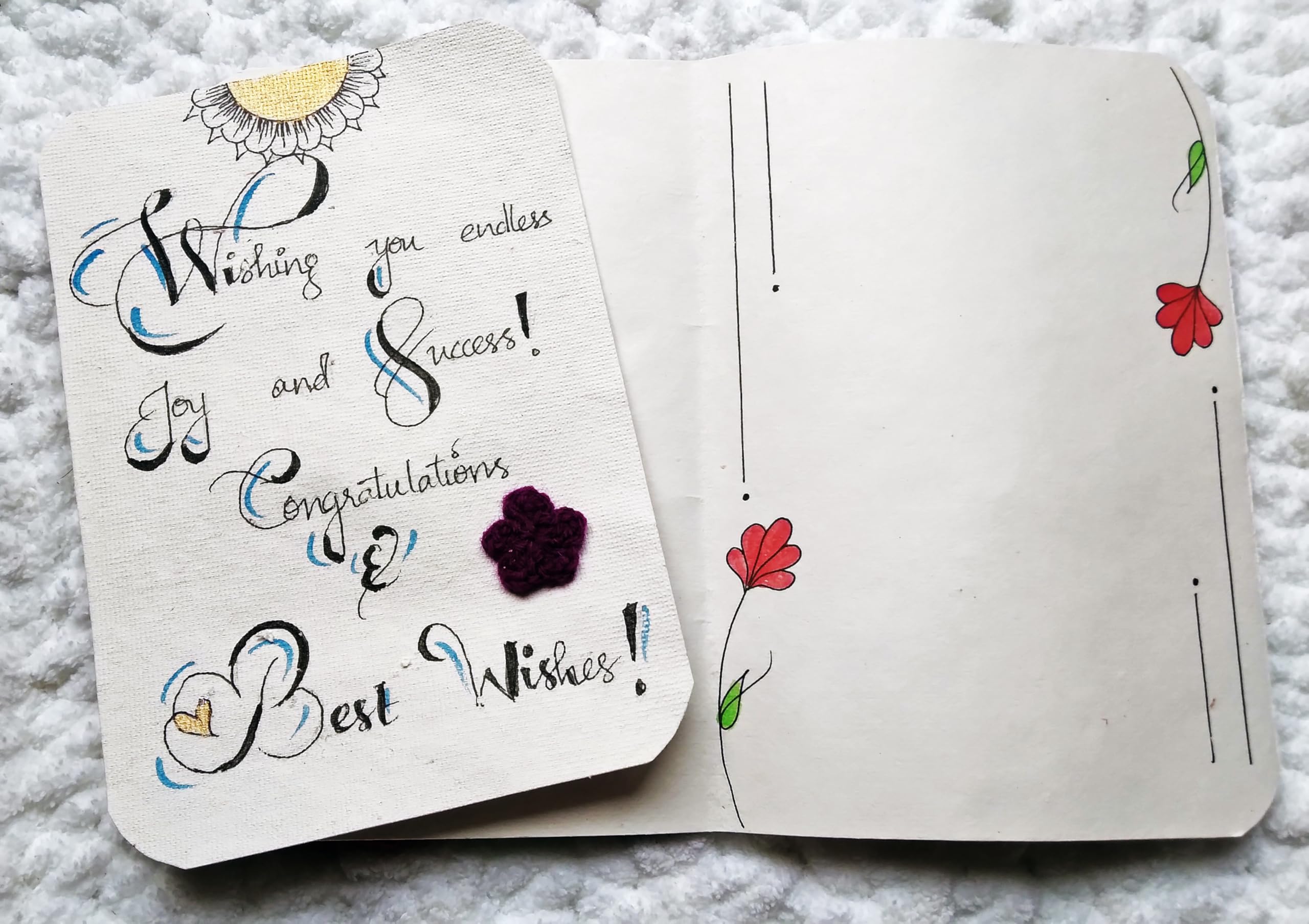 SKAISTA Congrats Greeting Card Congratulations Gift For New Job Banner Handwritten Wishes Hand Knitted Crochet Flowers Note Cards Handmade With Envelope Decoration Voucher Sash 1