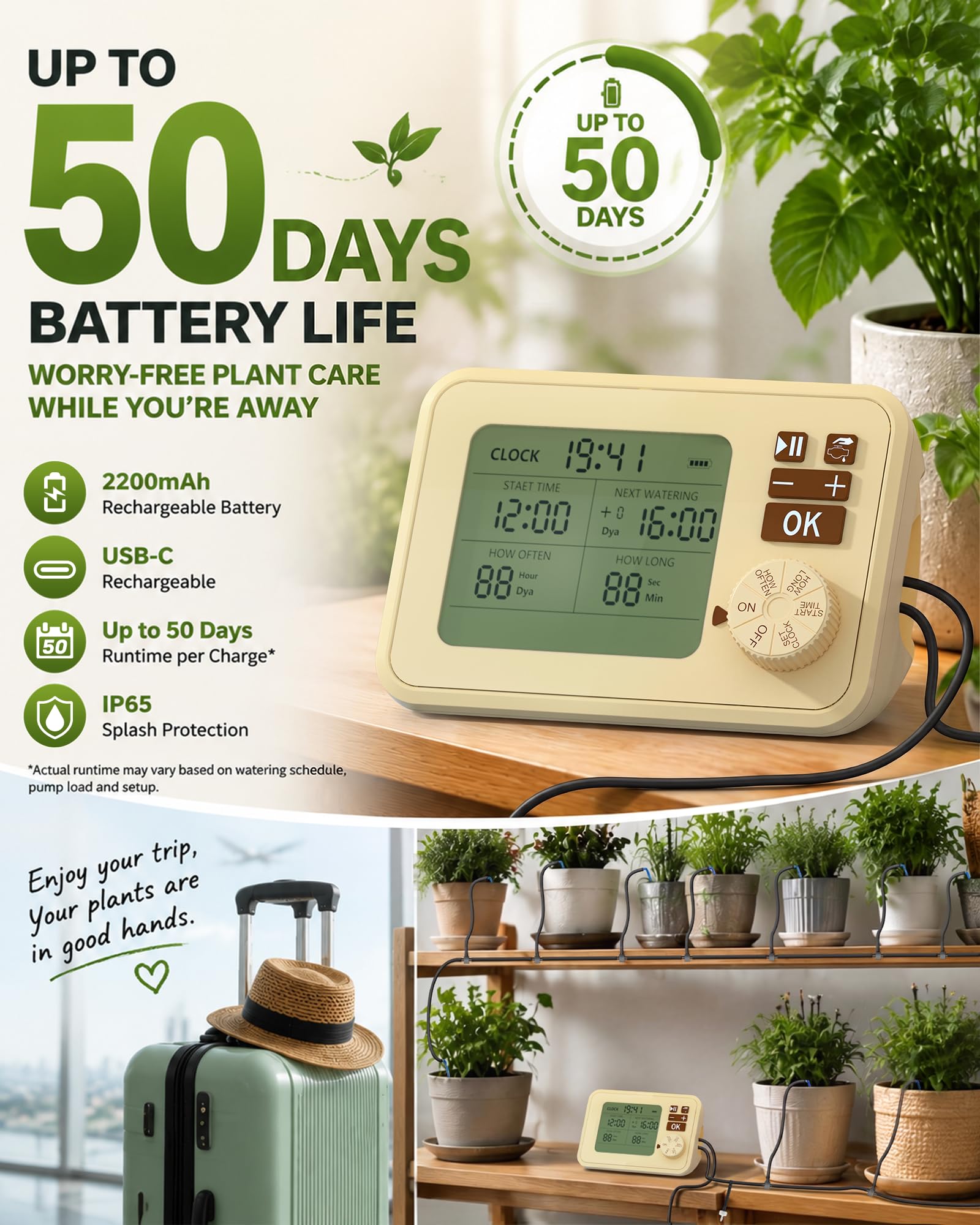 PChero Kit de Système Auto d'Arrosage Avec Minuterie pour Plantes | Système d'Arrosage de Jardin, Système d'Irrigation pour Serre avec Tuyau de 15 m, Jusqu'à 20 Pots,pour Jardin Plantes Pelouse