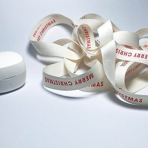 Miniatura 2 de Cinta de Navidad  Cinta de algodón para envolver regalos navideños  Cinta personalizada natural de 58 pulgadas x 20 yardas  Feliz Navidad