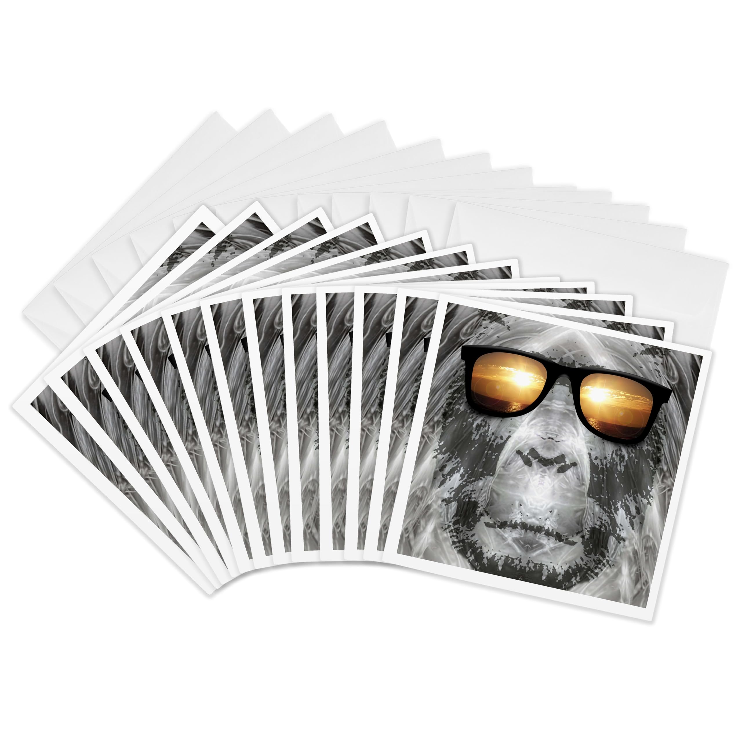 3Drose Bigfoot in Shades Bigfoot or Sasquatch is Pictured in Style Wearing Sunglasses - Greeting Cards, 6 by 6-inches, Set of 12 (gc_19405_2)