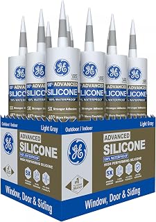 GE Advanced Silicone Window & Door Sealant, Light Gray, 10.1 fl oz Cartridge, Pack of 12 Price In India