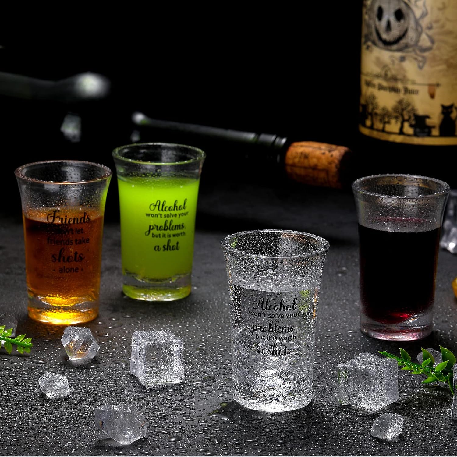 Cunhill 12 Packs Funny Shot Glasses Acrylic Clear Party Shot Glasses 1.2 Ounce Small Wine Glass Cups Bulk Adult Birthday Drinking Gifts Supplies(Friend)