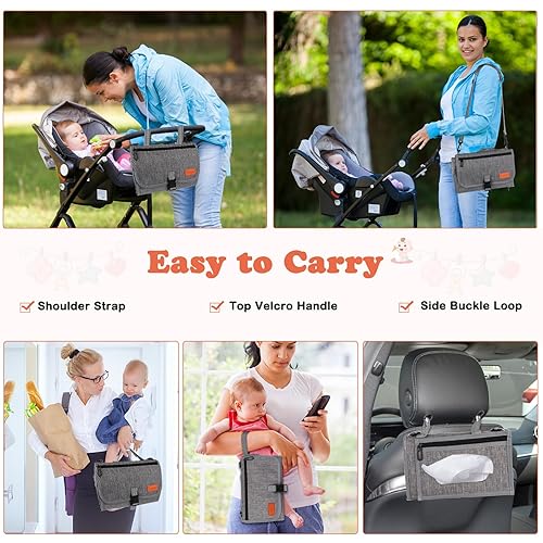 Miniatura 4 de Cambiador de pañales portátil, cambiador de pañales para recién nacido, cambiador de bebé con bolsillo de toallitas inteligentes, kit de cambio de