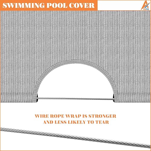 Miniatura 10 de Cubierta de piscina de invierno de 18 pies sobre el suelo, cubierta redonda de invierno sobre el suelo, incluye retractor y cables, resistencia y