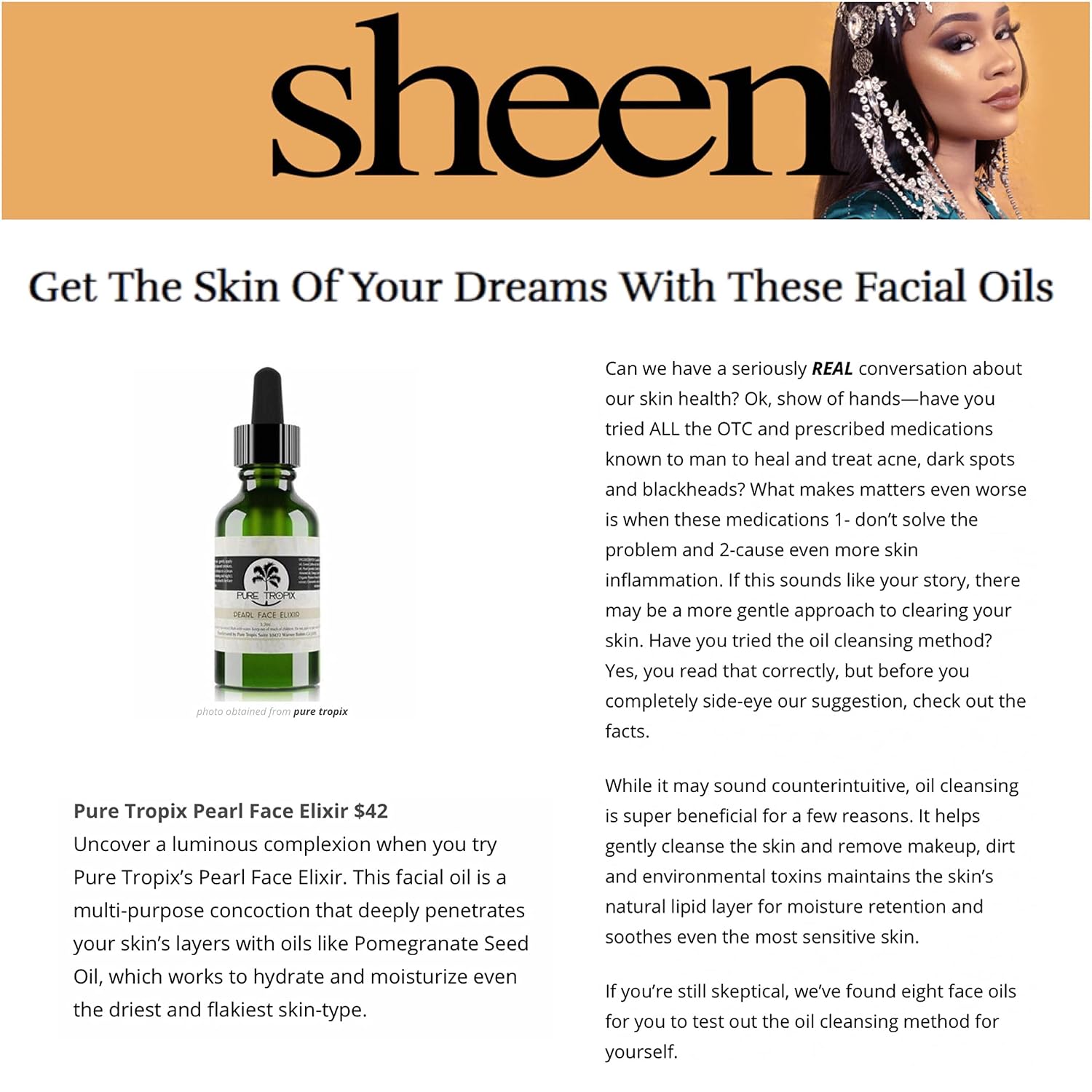 "Pure Tropix Pearl Face Elixir: Toner That Tightens Pores + Reduces Dullness + Sets Makeup | Facial elixir with organic oils | Hydrating Oil for Anti-Aging (1.7 0z)