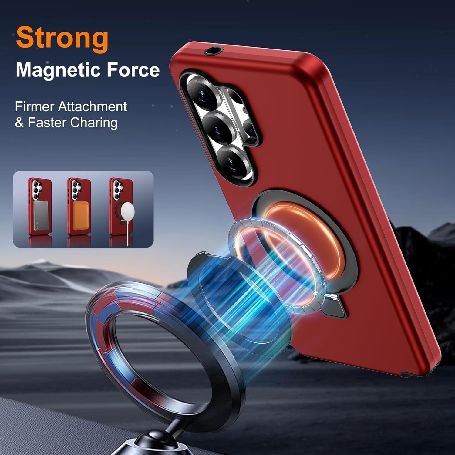 Compatible with Samsung Galaxy S26 Ultra Case with Magnetic Ring Stand [Compatible with Mag-Safe][Military Grade Drop Protection][Build in Kickstand] S26 Ultra Phone Case 6.9",Red