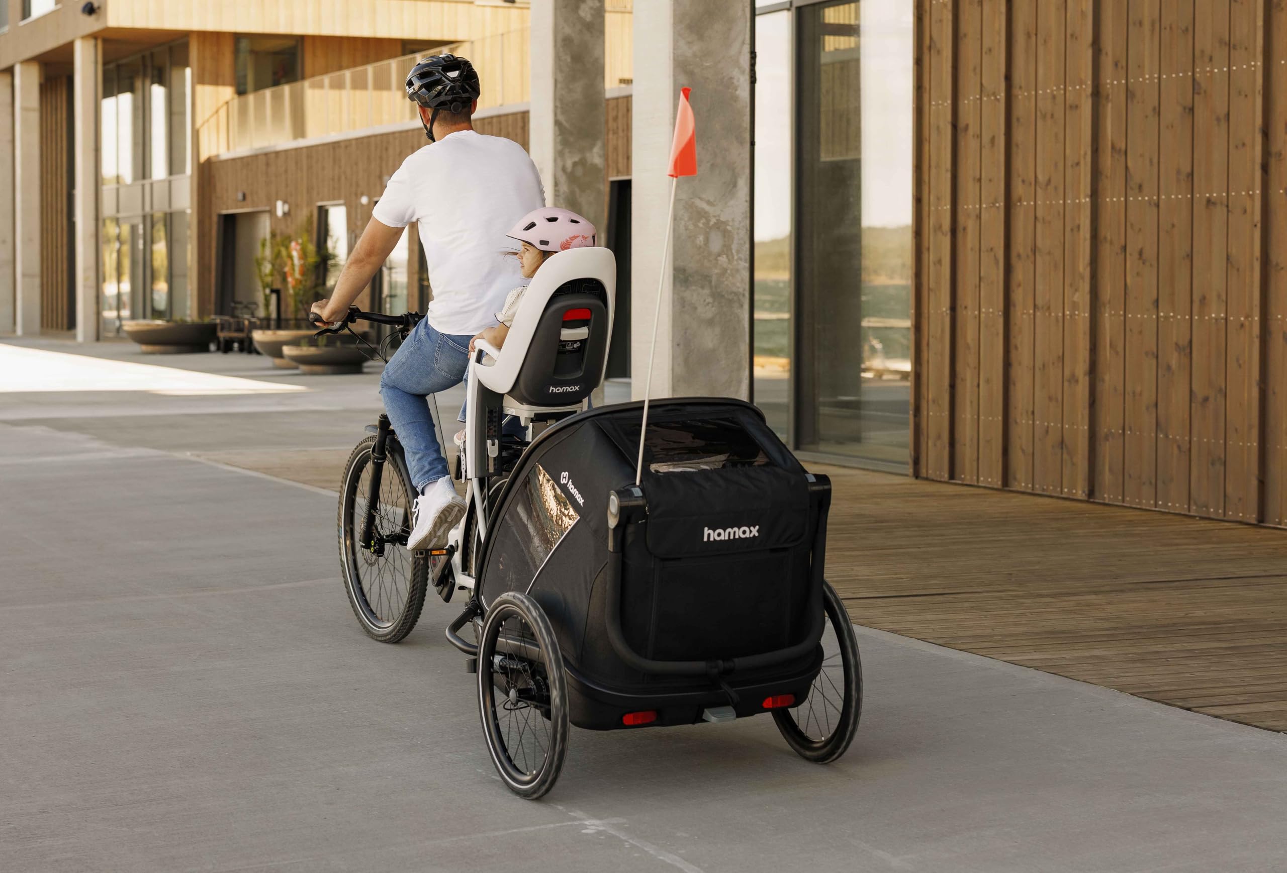 Hamax Outback Next Remorque Vélo Enfant 2 Places, Sièges Inclinables 4 Positions, Suspension Intégrale, Pliable, 40 kg