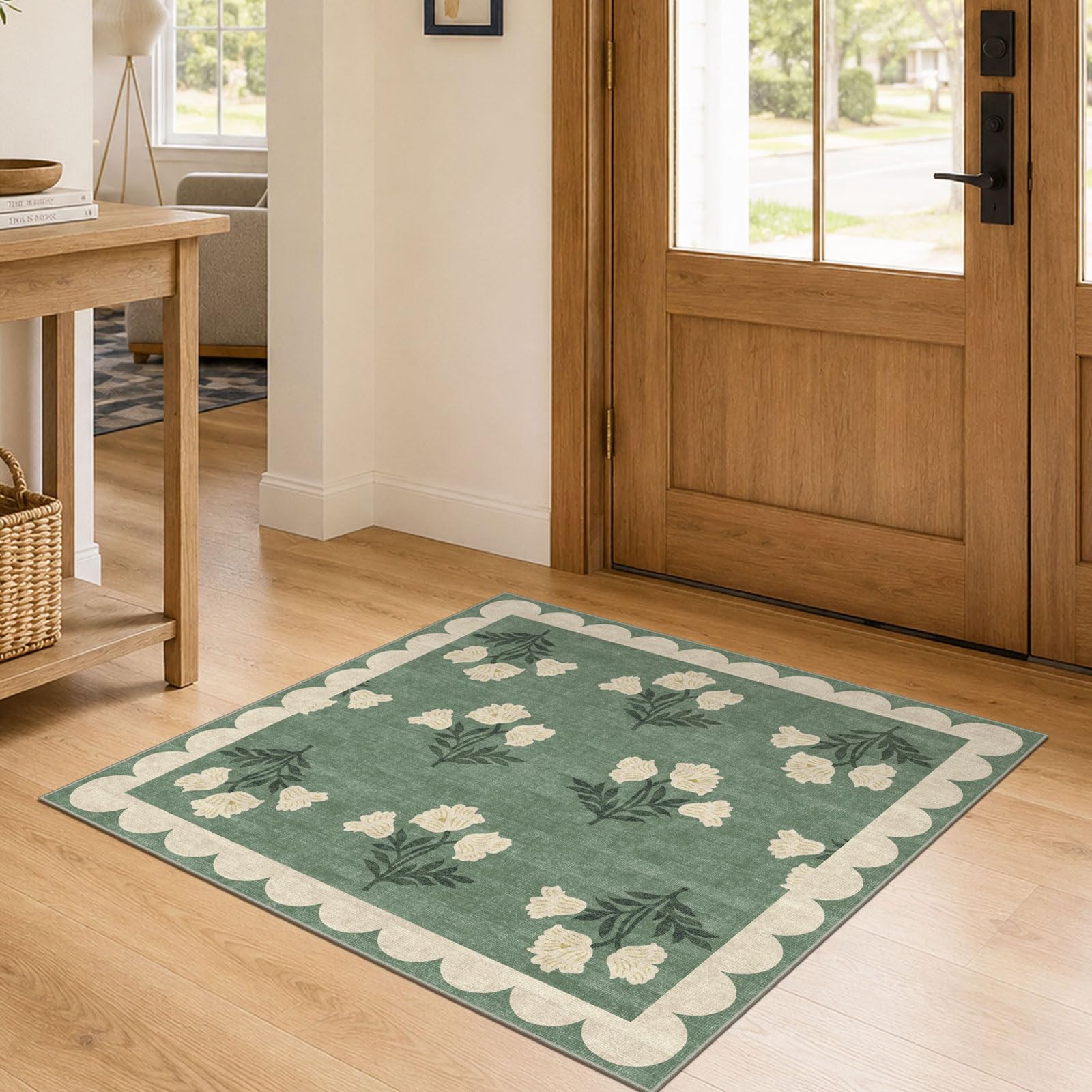 Othilic 3x3 Square Entryway Rug - Front Door Mat Indoor Outside Entrance