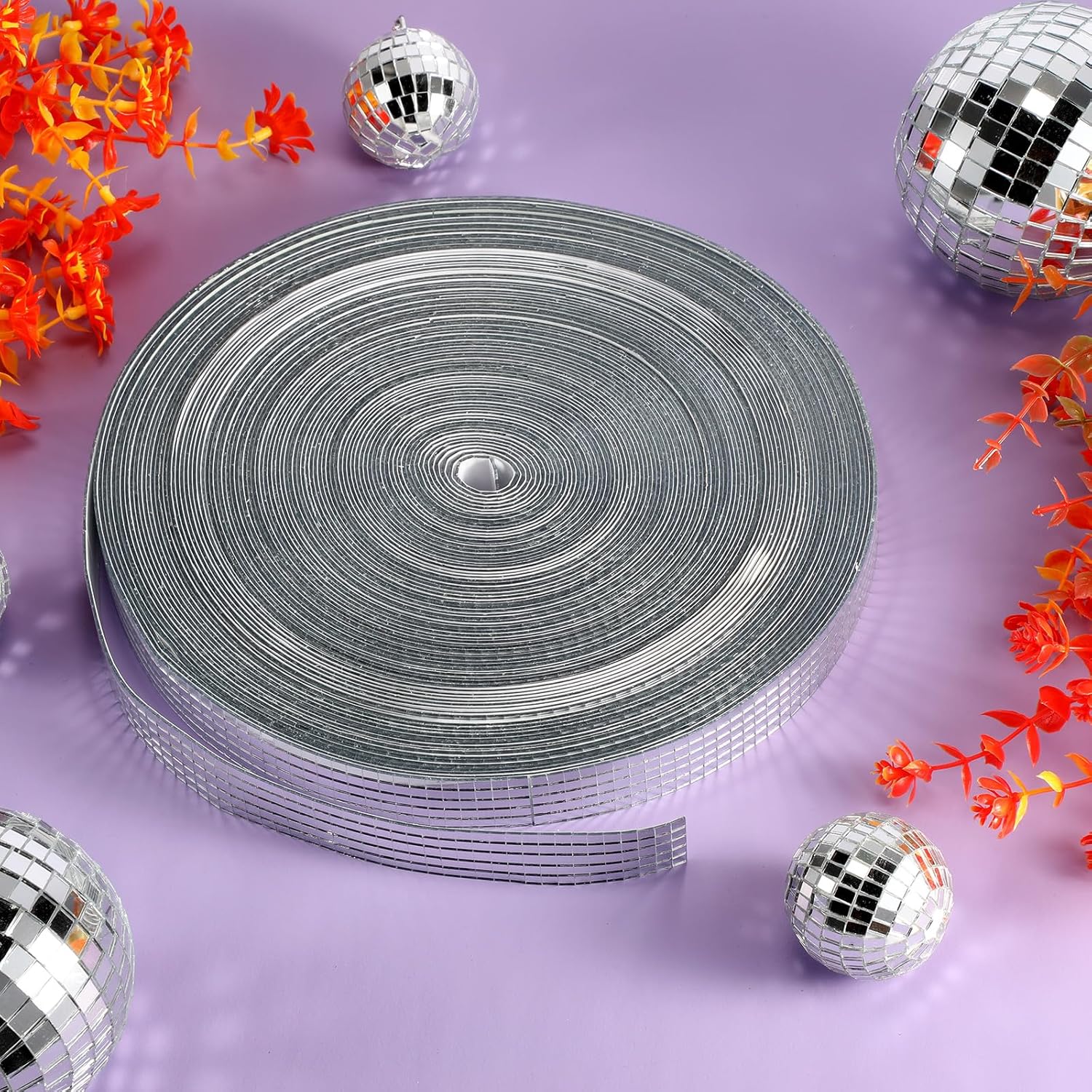 SATINIOR 36000 Pcs Disco Ball Mirror Tiles Self Adhesive for Crafts 5 x 5 mm Small Disco Tape Ball Stickers Square Mosaic Tiles Mirror Pieces for DIY Craft Party Decor