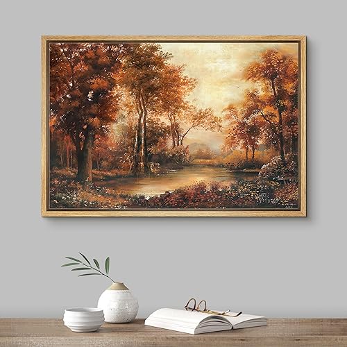 Vista 195 de SIGNFORD Lienzo enmarcado para pared, tren de montaña de otoño, vías de ferrocarril, naturaleza, desierto, fotografía, realismo, paisaje decorativo