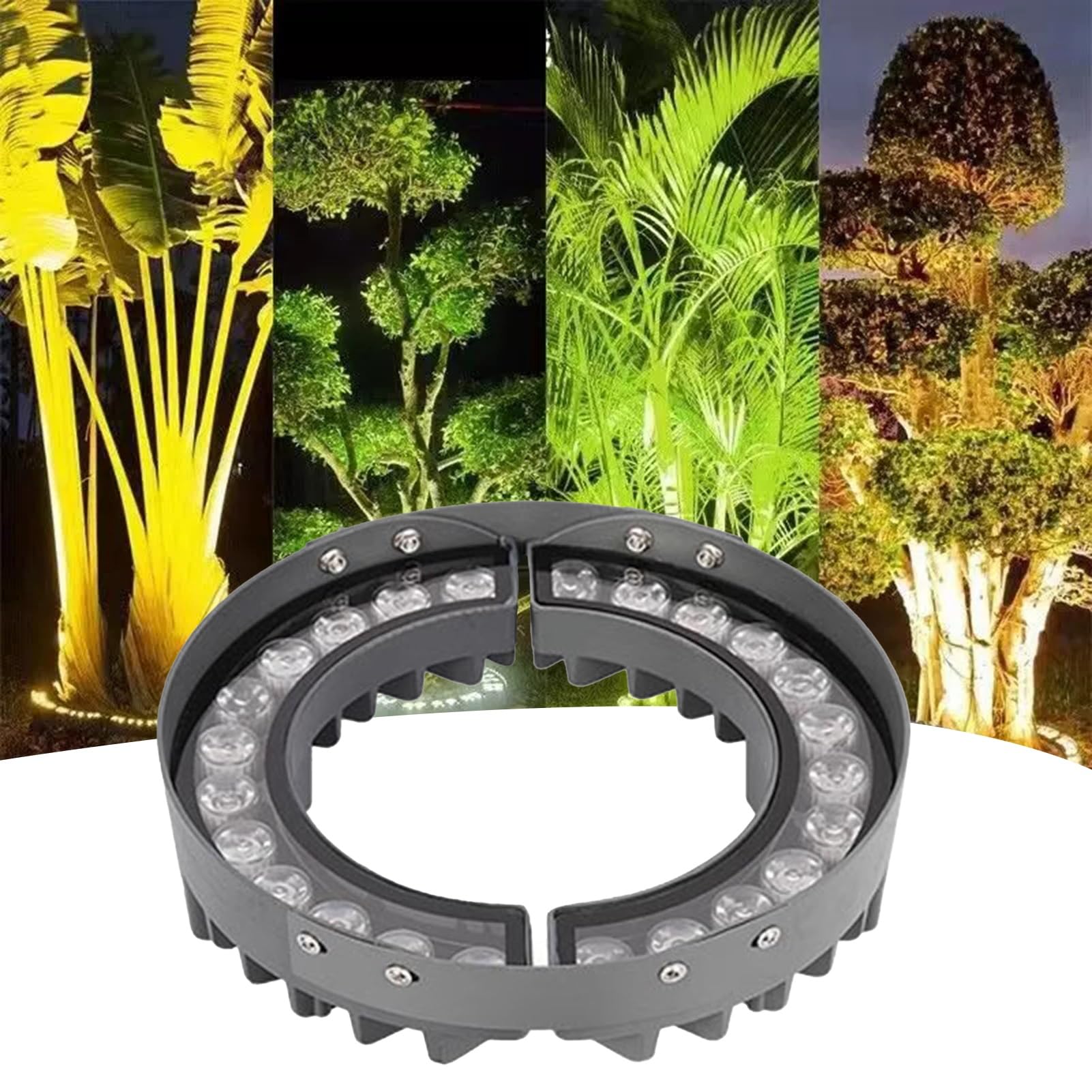 Luz LED circular para árbol, foco impermeable para exteriores IP65 para paisaje de césped de palmeras, AC110V 220V DC24V(Warm light,2 SETS 220V)