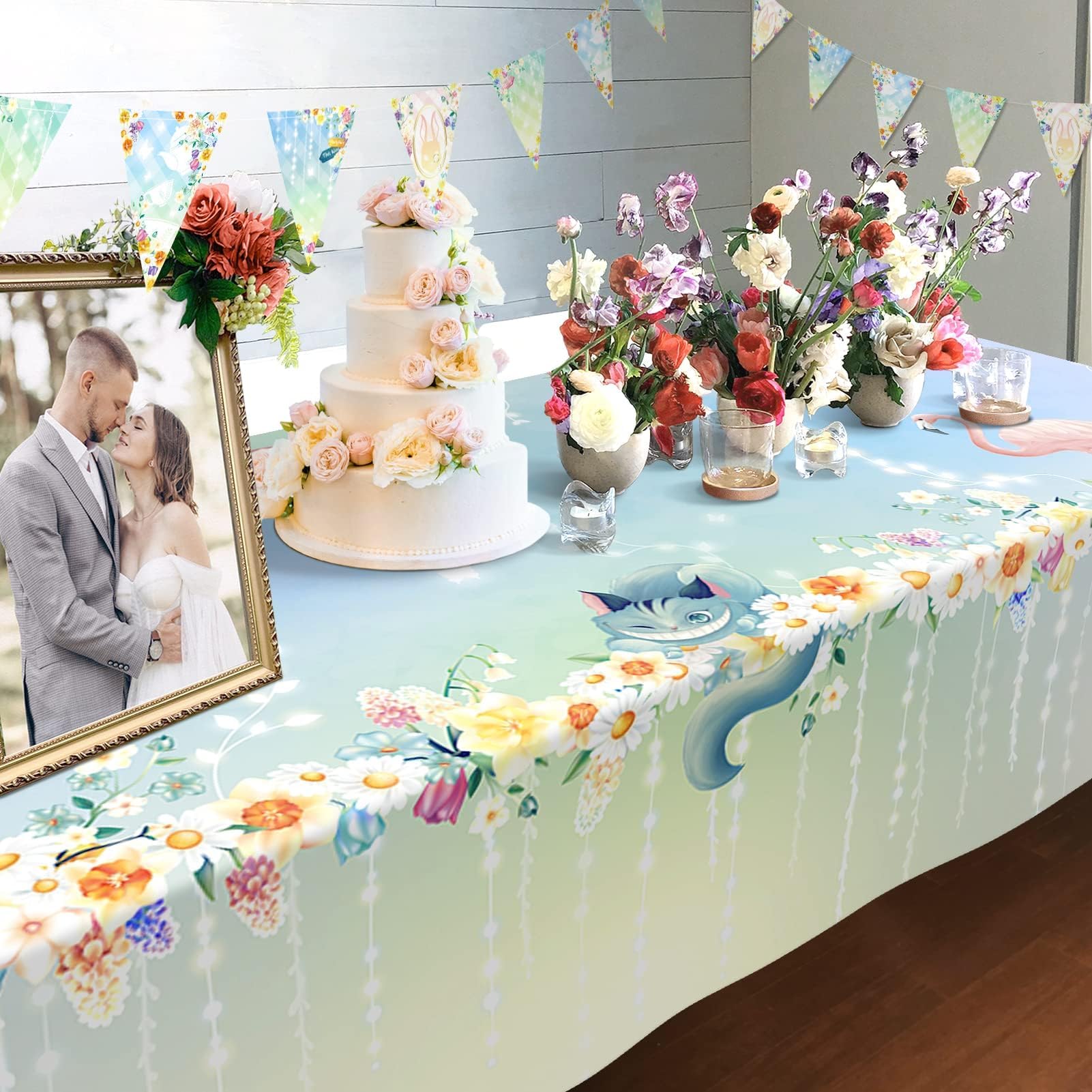 Cheerland Mantel de fiesta de primavera de 9 x 5 pies, mantel de fiesta de Pascua, mantel de boda, recepción, fiesta, fiesta de té, fiesta de novia, fiesta de cumpleaños, mesa de lino
