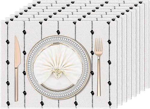 Miniatura 1 de Juego de 8 manteles individuales para mesa de comedor, manteles individuales de tela tejida para decoración moderna de mesa de cocina, estilo