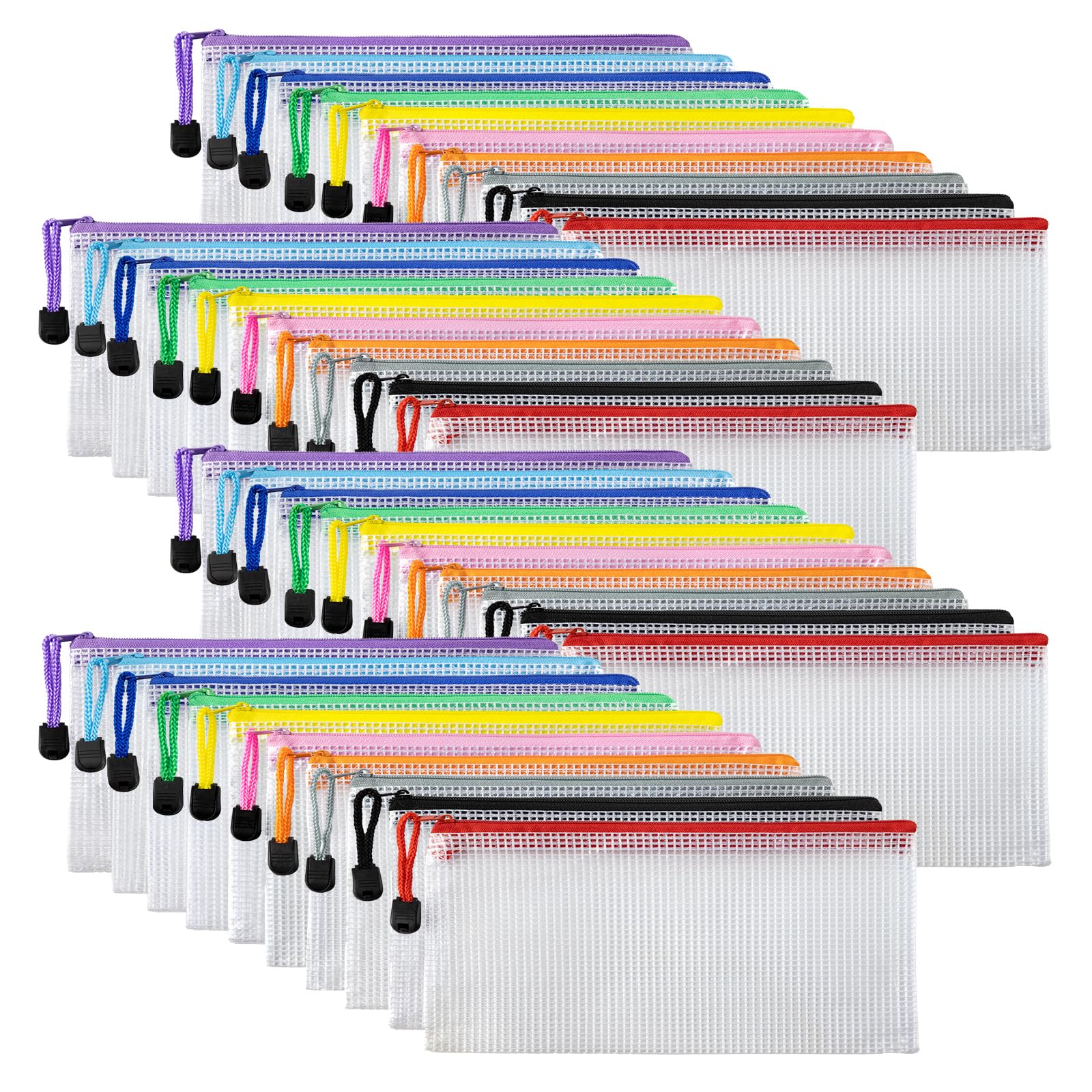 40 PCS Mesh Document Bag, A6 Mesh Pencil Case Pouch Clear Zipper File Bags