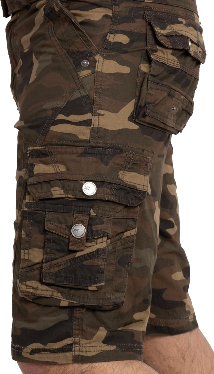 X RAY Mens Cargo Shorts Camo & Solid Colors 12.5" Inseam Knee Length Classic Fit Multi Pocket (Big and Tall Shorts for Men), Double Stitch Brown Camo, 36 - Image 6