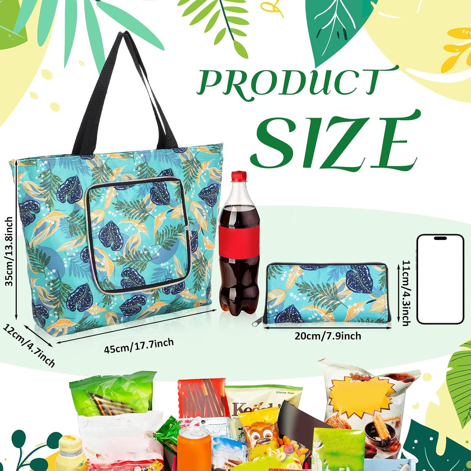 10 Pack Reusable Grocery Bags Large Tote Bag with Zipper Handles Bulk ​foldable Washable Capacity Shopping Bags for Women Store Travel School Office Library Beach Hiking Camping Picnic