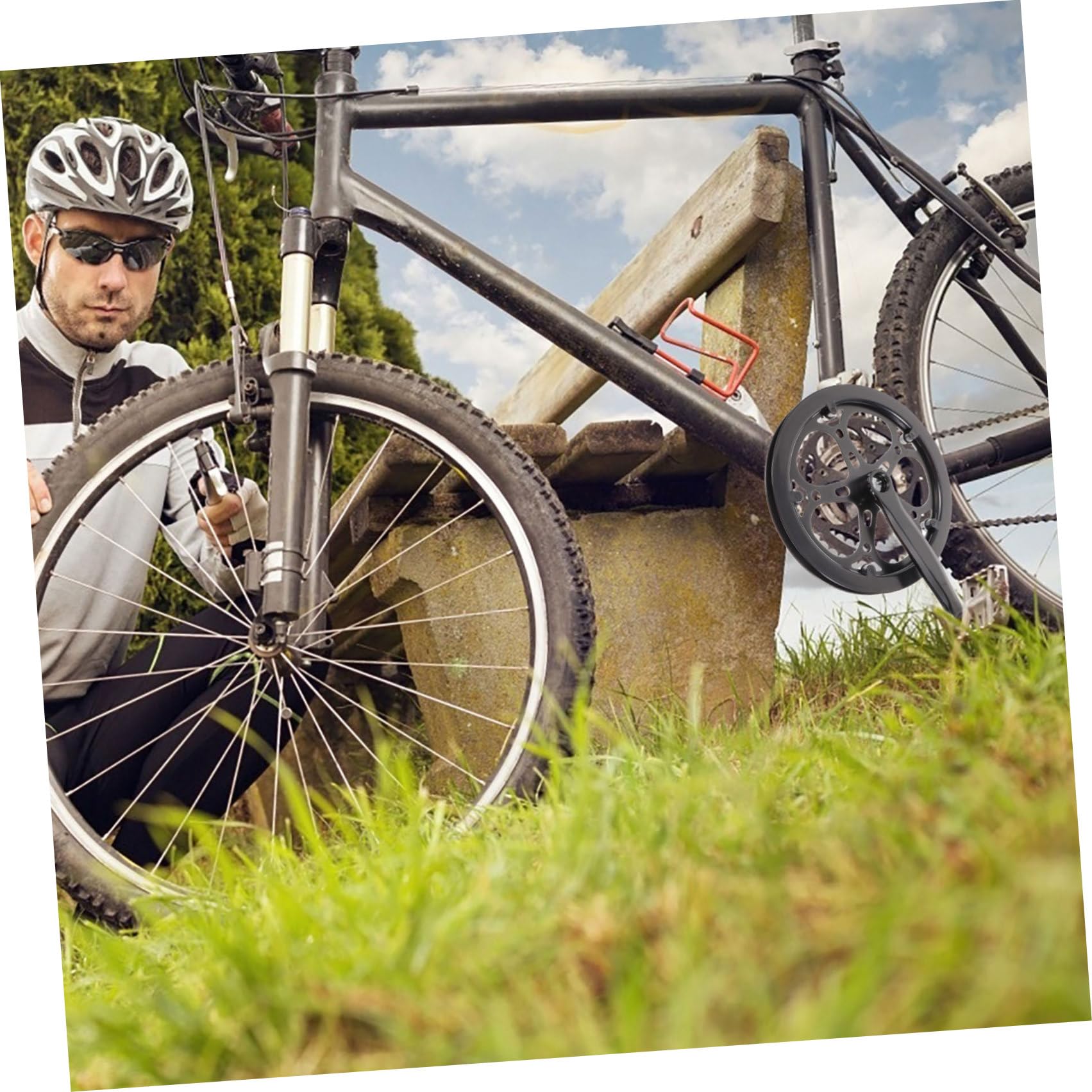 DOITOOL Guarnitura Bici Singola Nero in Ferro 52 Denti e Pedivella 170mm Resistente all'Usura Facile da Installare per Bici da Corsa e Mountain Bike