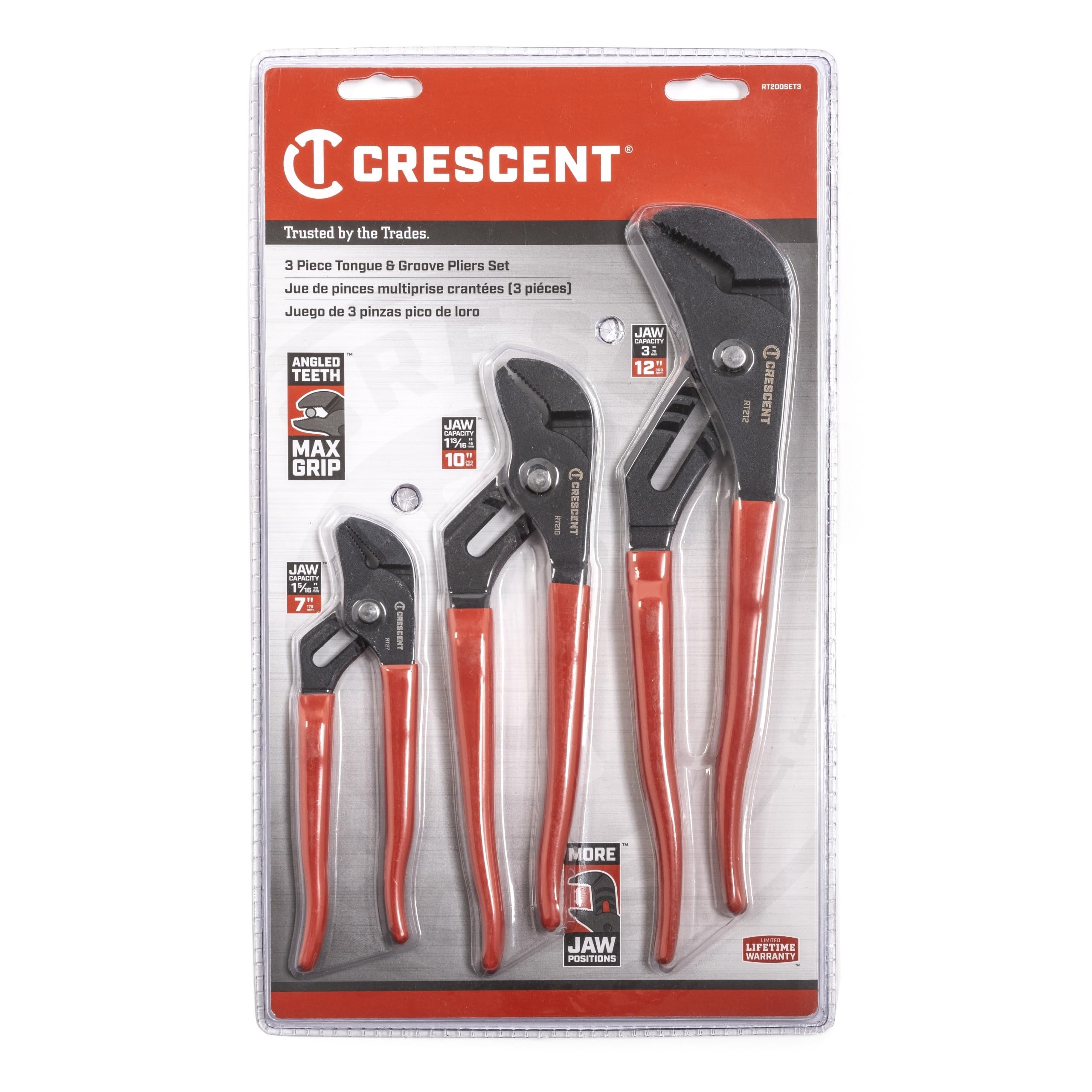 Alicates Crescent T&G negro fosfato de 7, 10 y 12 para renovar la fontanería de tu hogar