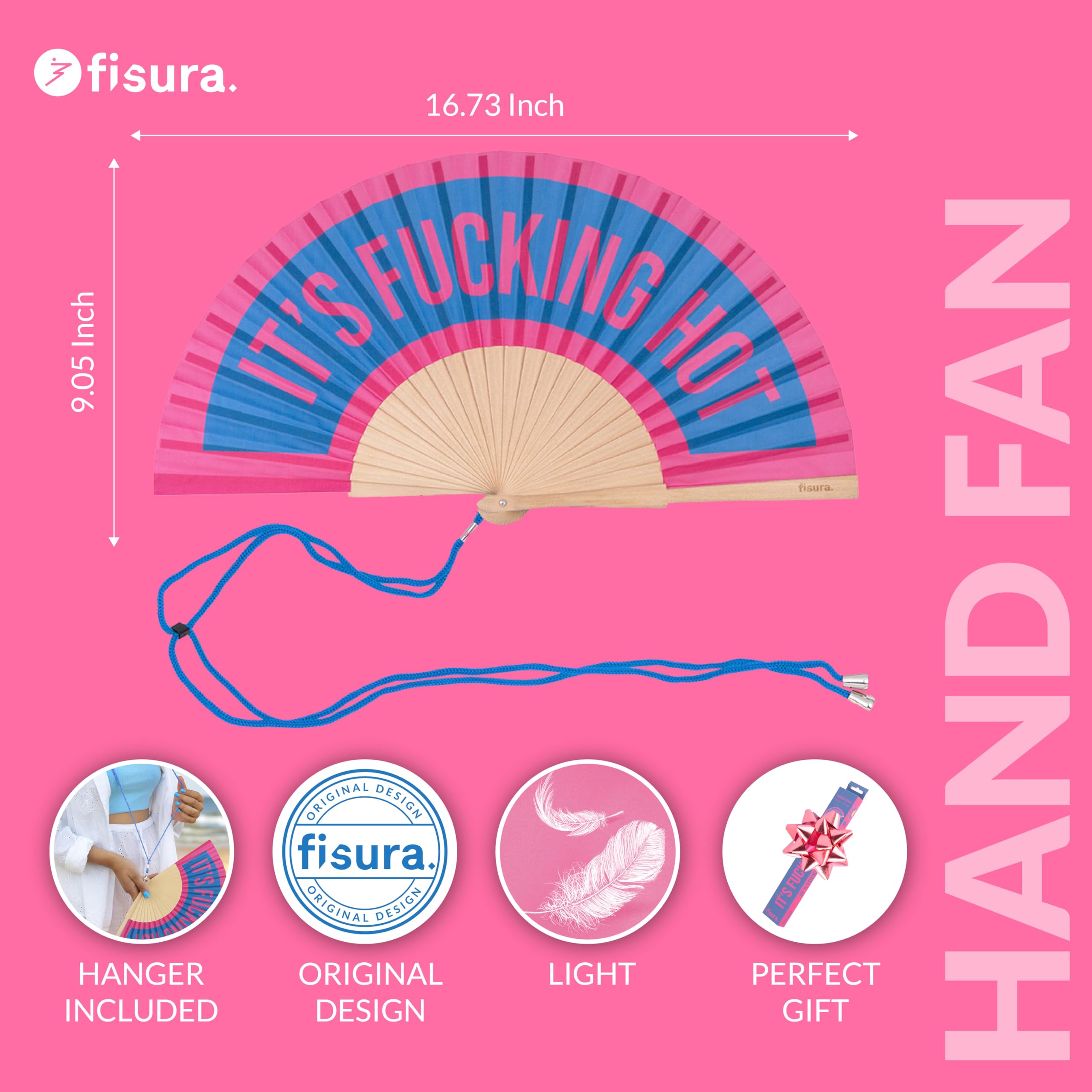 FISURA, Original Folding Handheld Fan with Fun Message “It´s f*cking hot” - Image 2