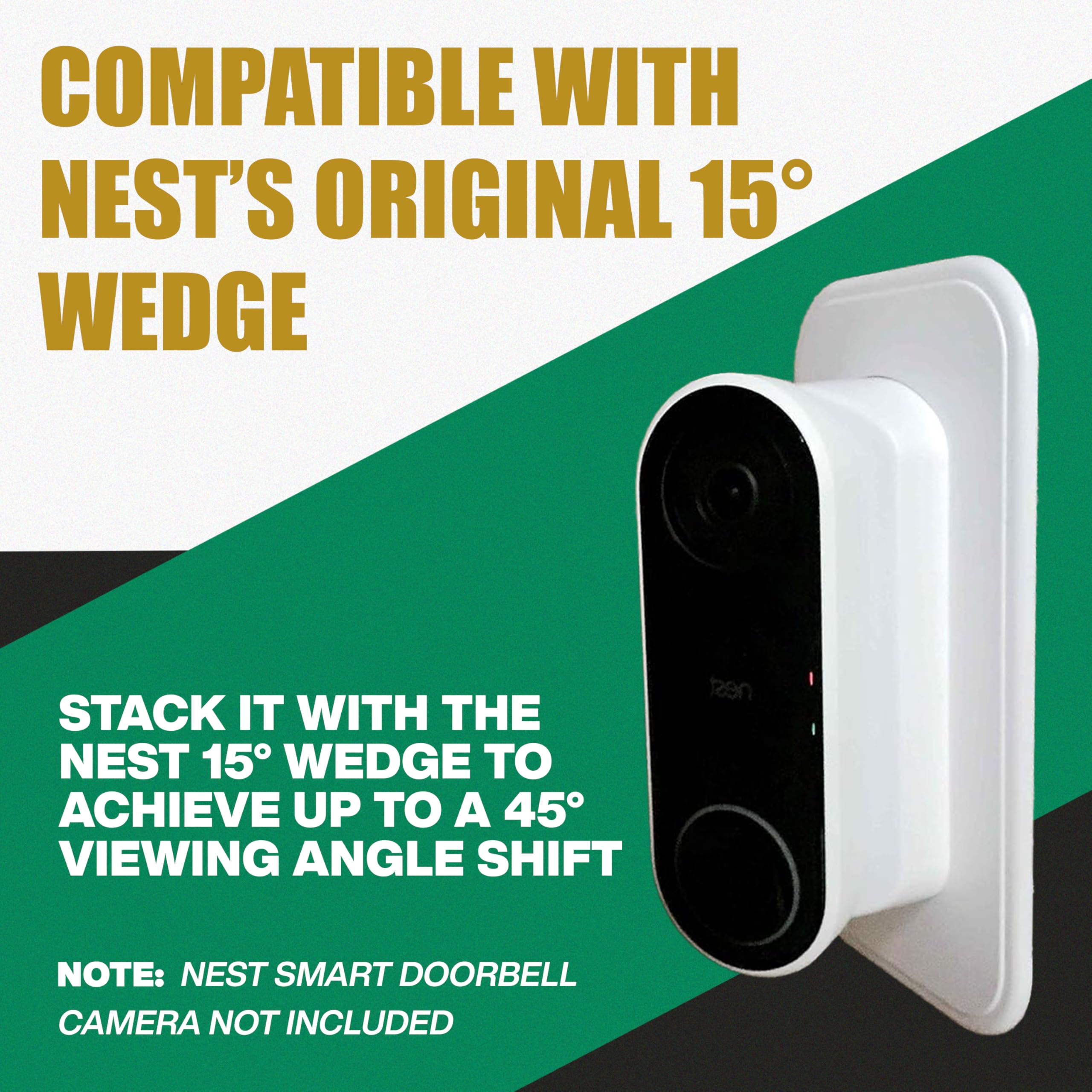 Ade Advanced Optics Wall Plate and 30 Degree Angled Mount Combo for Nest Hello - White