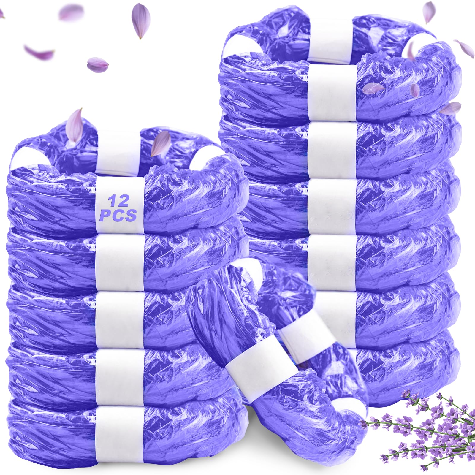 Lot de 12 Recharge Poubelle à Couches, 4,5M Sac Poubelle Couche Grande Capacité Étendu Épaissi Recharge, Bebe Recharge Sac Poubelle Couche Compatible avec Tommee Tippee, Angelcare, Violet