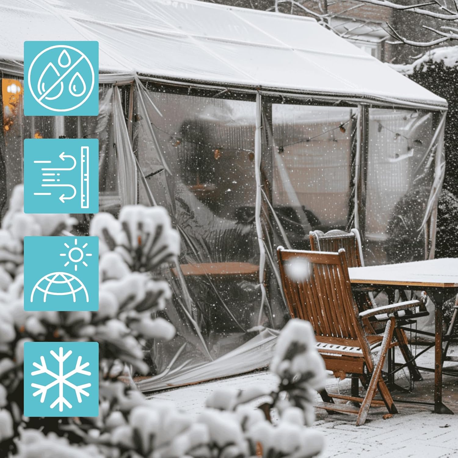 BeGrit Clear Tarps Waterproof 6x20 FT with Grommets Transparent Tarpaulin Rainproof for Porch Balcony Patio Garden Chicken Coops Kennel, with Ball Bungee Cords